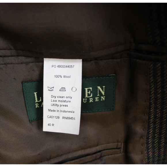 Lauren Ralph Lauren Blazer Mens 40R Gray Houndstooth 2 Button Single Breasted - Picture 4 of 10